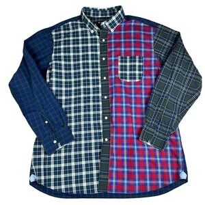 CREMIEUX COLLECTION XL Patchwork Plaid Color Block Button Down Shirt Mens LS